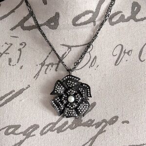 White House Black Market Rhinestone Flower Necklace